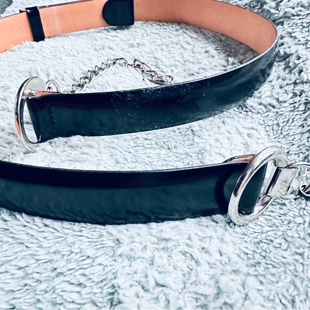 Annabella by Another Line Black Leather with Silver Chain Belt Adjustable size.
